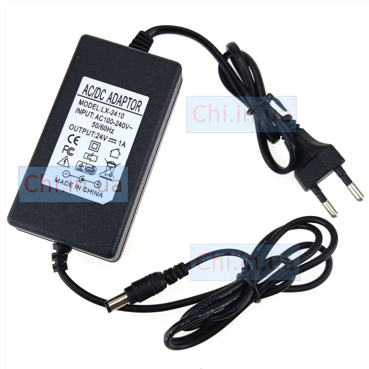 Блок питания 24В 1А подключён к LED-ленте SMD2835
