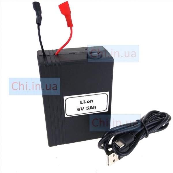 Аккумулятор 6В 5000 мАч Li-Ion для фонаря Almina, зарядка USB Type-C